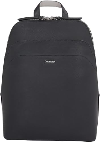 Calvin Klein Damen Business Backpack_Saffiano K60K611676 Rucksäcke, Schwarz (Ck Black/Sand Pebble) von Calvin Klein