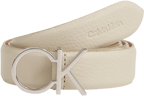 Calvin Klein Damen Gürtel Ck Logo Belt 3.0 Pebble aus Leder, Beige (Stoney Beige), 80 cm von Calvin Klein