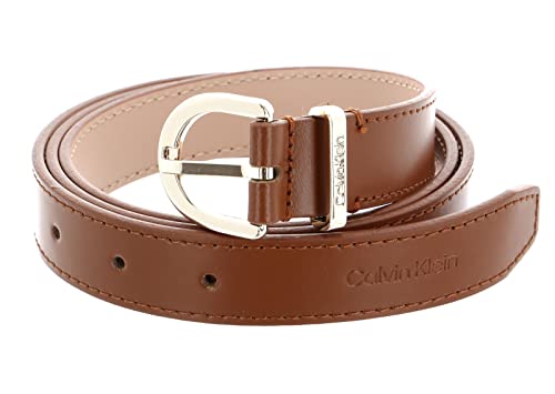 Calvin Klein Damen Gürtel Ck Must Metal Loop Rnd Belt 2.5 cm Ledergürtel, Braun (Cognac), 70 cm von Calvin Klein