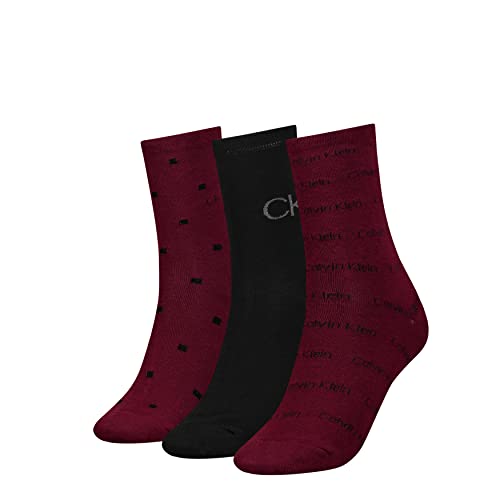 Calvin Klein Damen CLSSC Sock, Burgundy Combo, ONE Size (3er Pack) von Calvin Klein