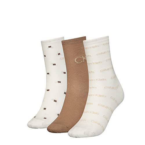 Calvin Klein Damen CLSSC Sock, Camel Combo, ONE Size (3er Pack) von Calvin Klein