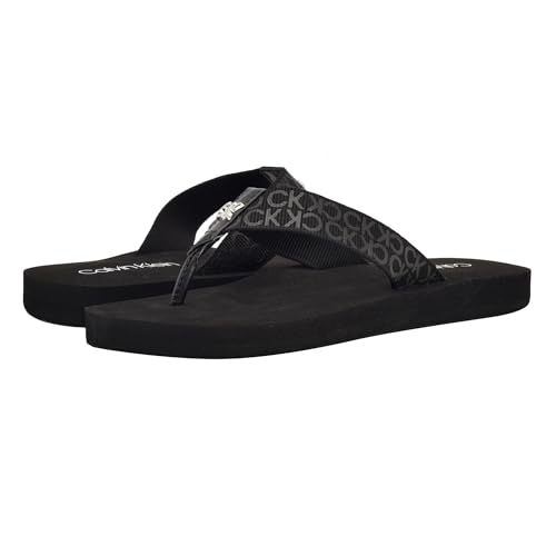 Calvin Klein Damen Caluha Flipflop, Schwarzes Logo 001, 38 EU von Calvin Klein