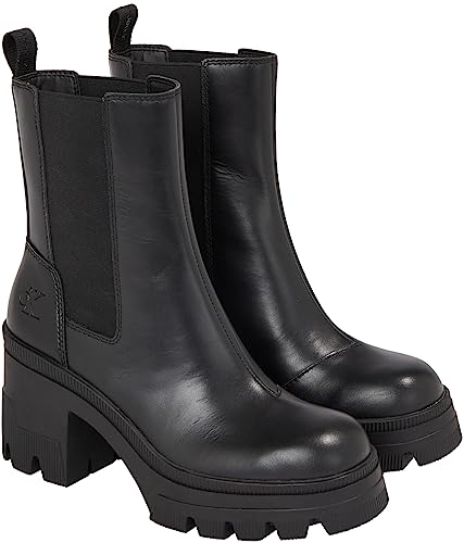 Calvin Klein Damen Chunky Heeled Chelsea Boot LTH YW0YW01112 Mittelhohe Stiefel, Schwarz (Triple Black), 39 EU von Calvin Klein