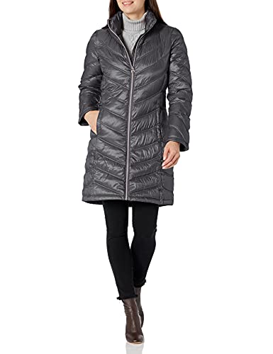 Calvin Klein Damen Chevron Gesteppte verstaubare Daunenjacke (Standard und Plus), Titan, 1X von Calvin Klein