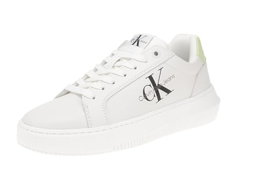 Calvin Klein Damen Chunky Cupsole Mono LTH Wn Sneaker, Bright White/Exotic Mint, 38 EU Calvin Klein Damen Chunky Cupsole Mono LTH Wn Sneaker, Bright White/Exotic Mint, 38 EU von Calvin Klein