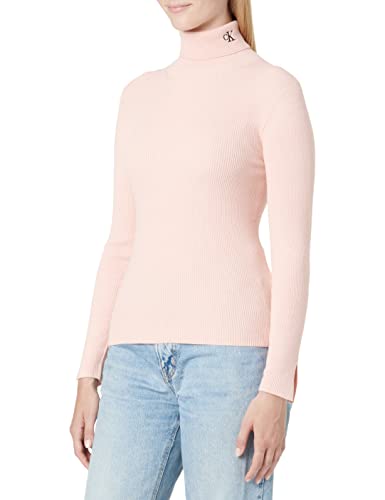 Calvin Klein Jeans Damen CK Tight ROLL Neck Sweater J20J219779 Pullover, Rosa (Pink Blush), XS von Calvin Klein Jeans