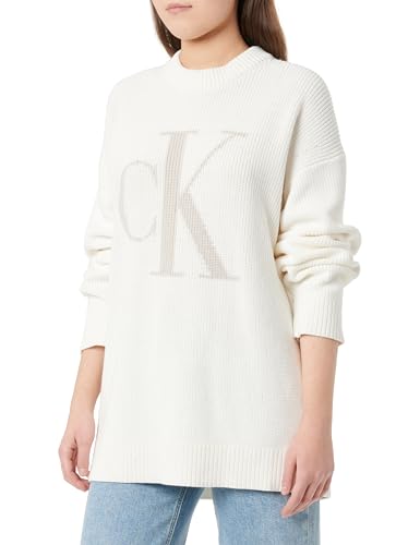 Calvin Klein Damen Ck Intarsia High Nej20J224799 Pullover, Ivory, M von Calvin Klein