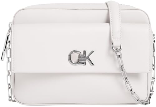 Calvin Klein Damen Crossbody Bag Tasche Re-Lock Pocket mit Drehverschluss, Weiß (Lily White), Einheitsgröße von Calvin Klein