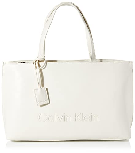 Calvin Klein Damen CK Set Shopper MD K60K610172 Tragetasche, Weiß (Dark Ecru) von Calvin Klein