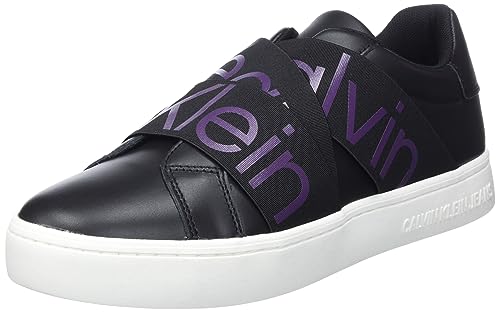 Calvin Klein Jeans Damen Cupsole Sneaker Classic Schuhe, Schwarz (Black/Amethyst), 36 von Calvin Klein Jeans