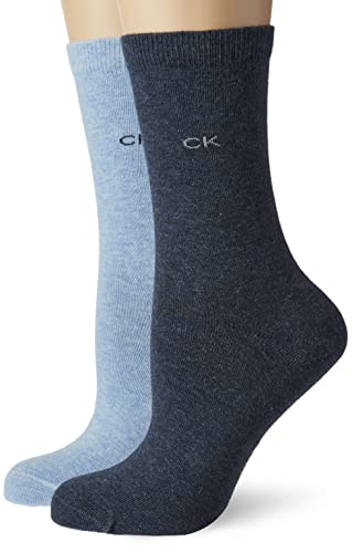 Calvin Klein Damen Classic Socken, Blau, Einheitsgröße (2er Pack) von Calvin Klein
