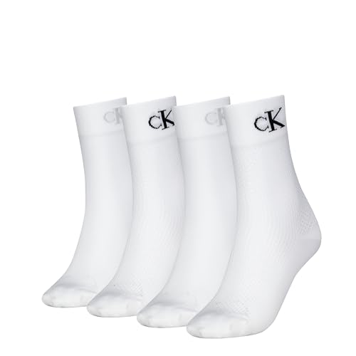 Calvin Klein Damen Classic Socken, Weiß/Schwarz, Einheitsgröße (4er Pack) von Calvin Klein