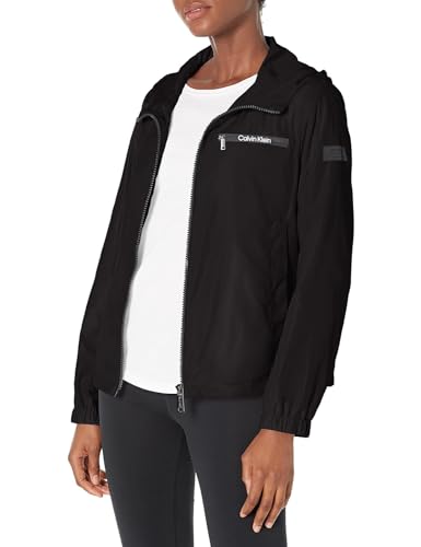 Calvin Klein Damen Leichter, wasserabweisender Alltag Windbreaker, Tiefschwarz, M von Calvin Klein