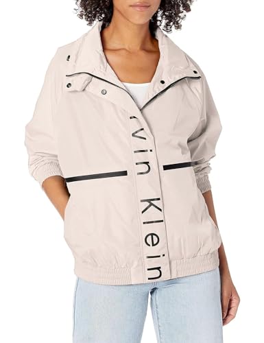 Calvin Klein Damen Leichter, wasserabweisender Alltag Windbreaker, Auster, S von Calvin Klein