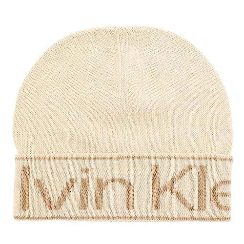 Calvin Klein Damen Eco Reverso Beanie K60K609967 Gestrickte Mütze, Beige (Irish Cream), OS von Calvin Klein