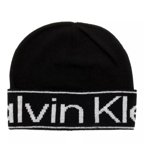 Calvin Klein Damen Eco Reverso Beanie K60K609967 Gestrickte Mütze, Schwarz (Ck Black), OS von Calvin Klein Jeans