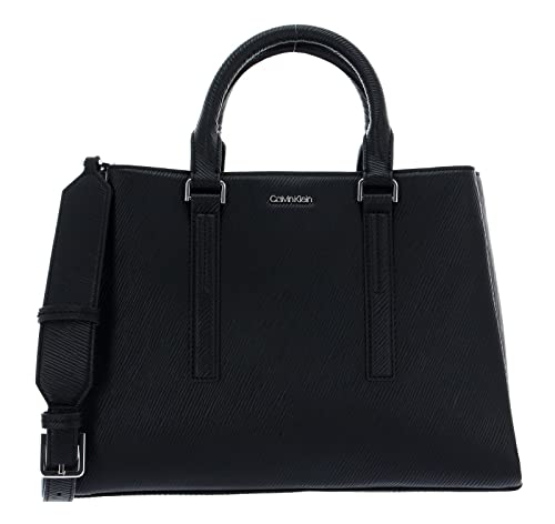 Calvin Klein Damen Elevated Tote MD Saffiano K60K610195 Tragetasche, Schwarz (Ck Black) von Calvin Klein