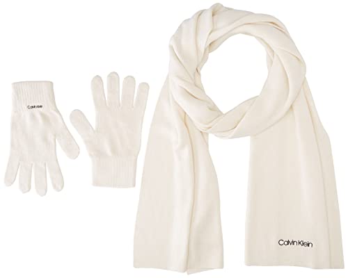 Calvin Klein Damen Essential Knit Scarf + Gloves K60K610291 Geschenkpackungen, Weiß (Ecru), OS von Calvin Klein Jeans