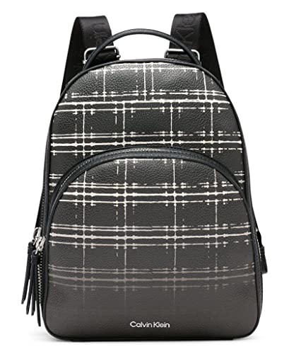 Calvin Klein Damen Novelty-Backpack Estelle Rucksack, Schwarz/Weiß kariert, Einheitsgröße von Calvin Klein