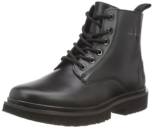 Calvin Klein Jeans Damen Mid Boot Stiefel Eva Mid Lace Up Boot Leder, Schwarz (Triple Black), 36 von Calvin Klein