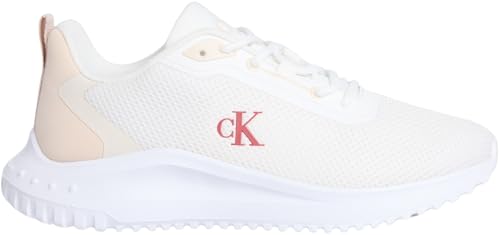 Calvin Klein Damen Eva Runner L-Up Mix Mesh Logo Ck Yw0Yw01851 Low Top, White (Bright White/Pink/Turtledove), 42 EU von Calvin Klein