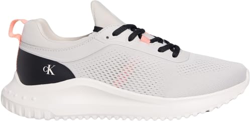 Calvin Klein Damen Eva Runner Sock Mg Tech Mix Yw0yw01855 Low Top, Grey (Moonstruck/Creamy White/Orange), 42 EU von Calvin Klein