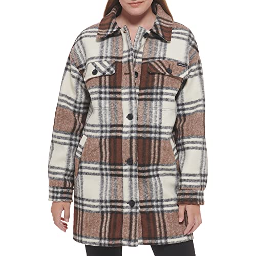 Calvin Klein Damen Everyday Plaid Shirt Jacket with Detachable Fleece Bib Jacke, Aztec Ombo, S von Calvin Klein