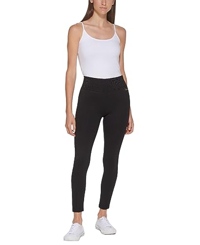 Calvin Klein Damen Everyday Ponte Fitted Pants, Schwarz, Groß von Calvin Klein