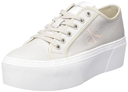 Calvin Klein Jeans Damen Cupsole Sneaker Schuhe, Grau (Eggshell/Peach Blush), 40 von Calvin Klein Jeans