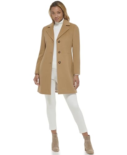 Calvin Klein Damen Full-Length Buttoned Wool Coat (Petite, Standard, Plus) Mantel aus Mischwolle, Klassisches Kamel, 34 von Calvin Klein