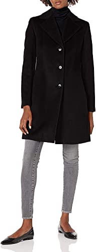 Calvin Klein Damen Full-Length Buttoned Wool Coat (Petite, Standard, Plus) Mantel aus Mischwolle, Klassisches Schwarz, 34 von Calvin Klein