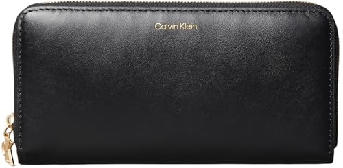 Calvin Klein Damen Geldbörse Large Zip Around mit Logo, Schwarz (Black), Einheitsgröße von Calvin Klein