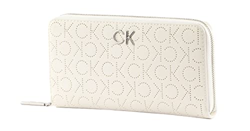 Calvin Klein Damen Geldbörse Portemonnaies Re-Lock Slim Zip Wallet Weiß von Calvin Klein