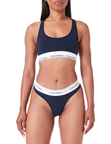 Calvin Klein Damen Geschenk-Set Unlined Bra Set Bralette und String, Blau (Shoreline), L von Calvin Klein