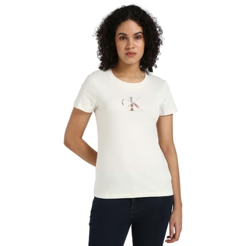 Calvin Klein Damen Gradient Cj20J224982 S/S T-Shirt, Ivory, XXS von Calvin Klein