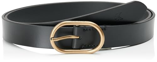 Calvin Klein Damen Gürtel Casual Center Pin Buckle 2,5 cm Ledergürtel, Schwarz (Black/Tumbled Gold), 65 cm von Calvin Klein