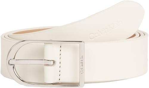 Calvin Klein Damen Gürtel Centre Bridge Buckle Belt 3.0 aus Leder, Weiß (Bright White), 100 cm von Calvin Klein