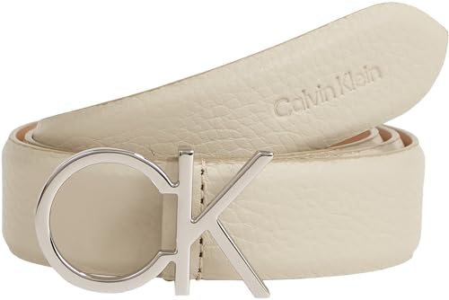 Calvin Klein Damen Gürtel Ck Logo Belt 3.0 Pebble aus Leder, Beige (Stoney Beige), 135 cm von Calvin Klein