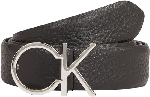 Calvin Klein Damen Gürtel Ck Logo Belt 3.0 Pebble aus Leder, Schwarz (Ck Black), 105 cm von Calvin Klein