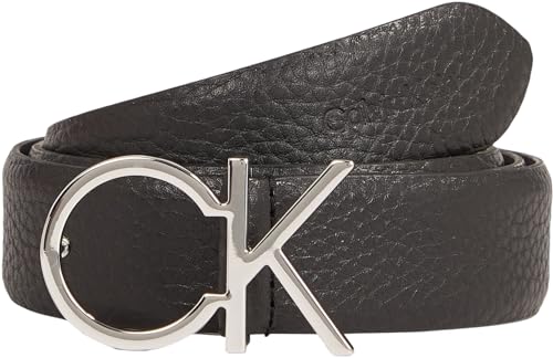 Calvin Klein Damen Gürtel Ck Logo Belt 3.0 Pebble aus Leder, Schwarz (Ck Black), 125 cm von Calvin Klein