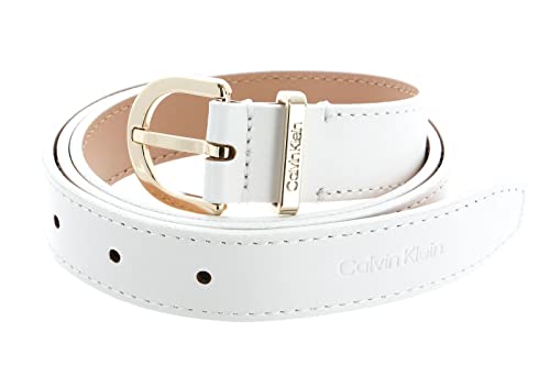 Calvin Klein Damen Gürtel Ck Must Metal Loop Rnd Belt 25mm aus Leder, Weiß (CK White), 95 cm von Calvin Klein