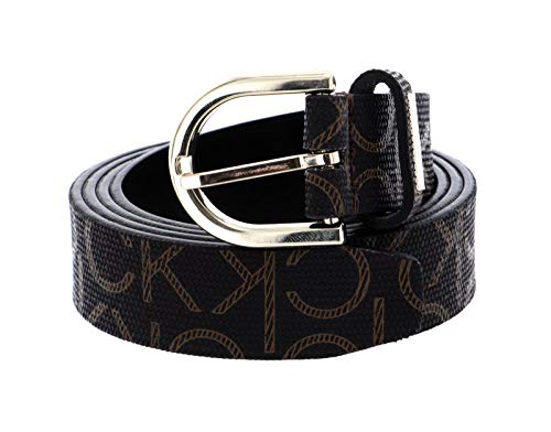 Calvin Klein Damen Gürtel Ck Must Round Belt 2.5 cm Mono Kunstledergürtel, Braun (Brown Mono), 100 cm von Calvin Klein