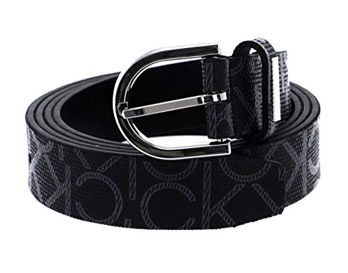Calvin Klein Damen Gürtel Ck Must Round Belt 2.5 cm Mono Kunstledergürtel, Schwarz (Black Mono), 80 cm von Calvin Klein
