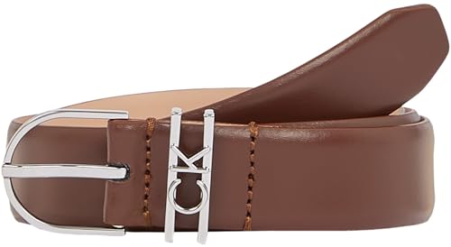 Calvin Klein Damen Gürtel Loop Round Buckle Belt aus Leder, Braun (Cioccolate Lab), 70 cm von Calvin Klein