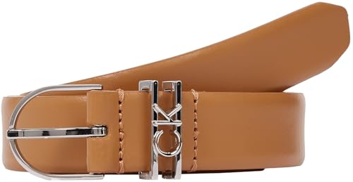 Calvin Klein Damen Gürtel Loop Round Buckle Belt aus Leder, Braun (Lion), 75 cm von Calvin Klein