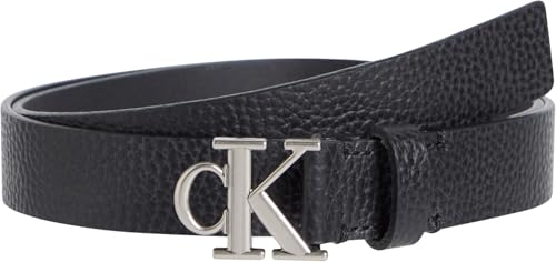 Calvin Klein Damen Gürtel Monogram Plaque Buckle 2,5 cm Ledergürtel, Schwarz (Na Black/Pewter), 100 cm von Calvin Klein