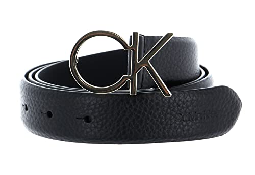 Calvin Klein Damen Gürtel Re-Lock Ck Logo Belt 3.0 cm Ledergürtel, Schwarz (Ck Black), 130 cm von Calvin Klein