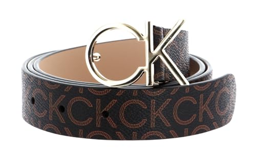 Calvin Klein Damen Gürtel Re-Lock Ck Logo Belt 3.0 cm Mono Kunstledergürtel, Braun (Brown Mono), 125 cm von Calvin Klein