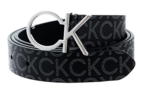 Calvin Klein Damen Gürtel Re-Lock Ck Logo Belt 3.0 cm Mono Kunstledergürtel, Schwarz (Black Mono), 115 cm von Calvin Klein