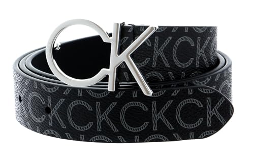 Calvin Klein Damen Gürtel Re-Lock Ck Logo Belt 3.0 cm Mono Kunstledergürtel, Schwarz (Black Mono), 135 cm von Calvin Klein
